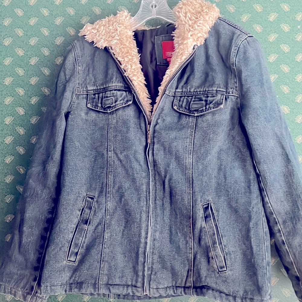 Esprit women’s large zippered jean hooded jacket